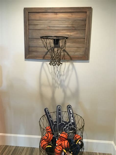 Rustic basketball hoop | Game room decor, Basketball room, Boys room decor