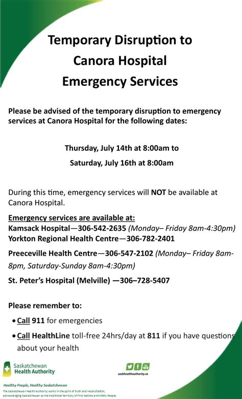 Temporary emergency service disruption at the Canora hospital | GX94