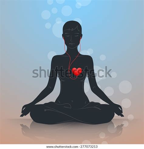 Woman Sitting Lotus Position Meditating Dark Stock Vector Royalty Free