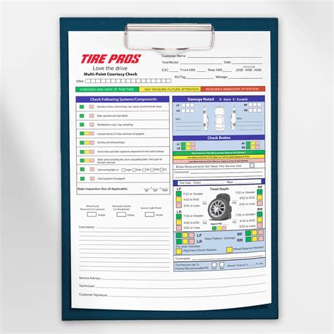 Tire Pros Inspection Sheets Undercar Version