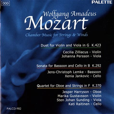 ‎mozart Duo For Violin And Viola Sonata For Bassoon And Cello Oboe Quartet In F Major De