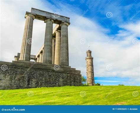 Monuments on the Calton Hill, Edinburgh, Scotland, UK Stock Image ...