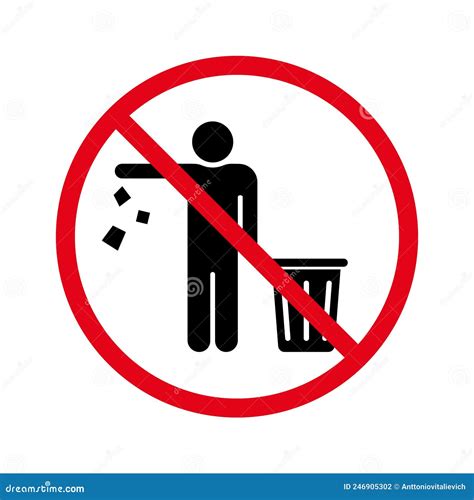 Forbidden Drop Rubbish Silhouette Icon Do Not Throw Trash Glyph Pictogram Stock Vector