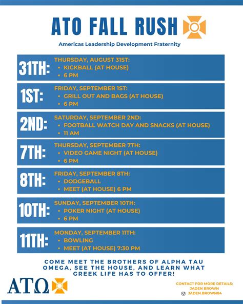 Recruitment Schedule Alpha Tau Omega America S Leadership