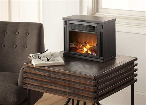 13 Compact Faux Wood Encased Portable Electric Fireplace Heater Dark Wood By E Flame Usa