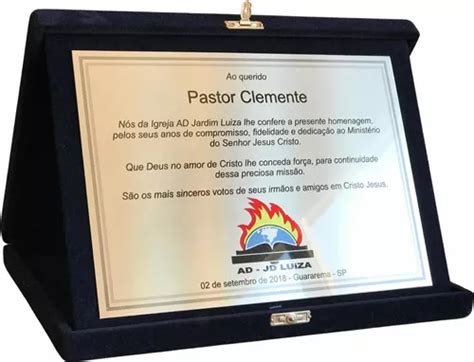 Placa De Homenagem Aço Escovado Parcelamento sem juros