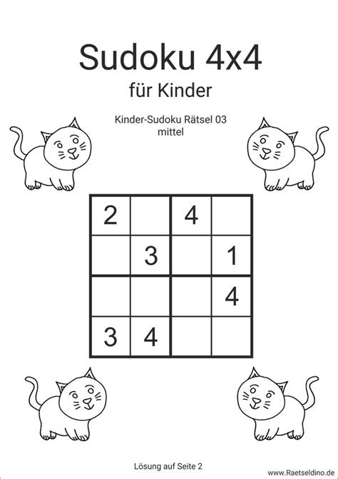 Kinder Sudoku mit Lösung zum Ausdrucken