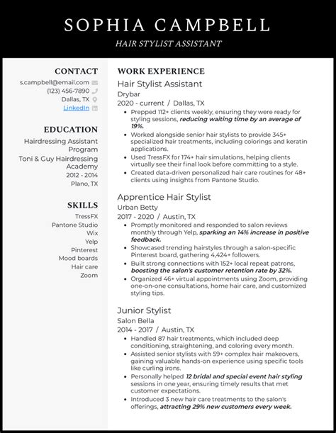 11 Hair Stylist Resume Examples And Templates