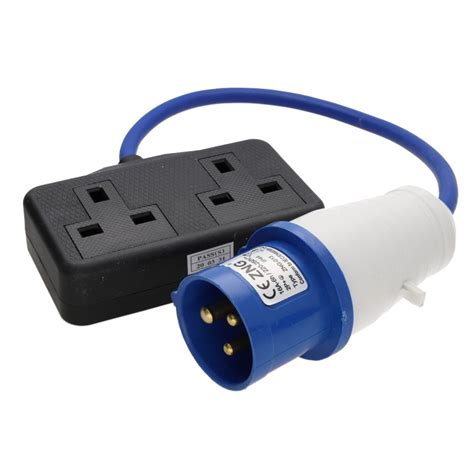 Caravan Site Power Plug V A To Dual A Uk Sockets Adapter Cable