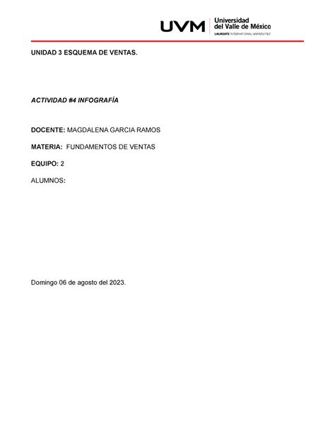 A2 Infografia Act 2 Fundamentos De Ventas UNIDAD 3 ESQUEMA DE