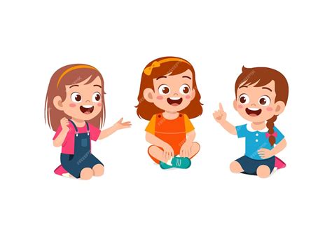 Premium Vector Little Kids Sit Together With Friend On The Floor