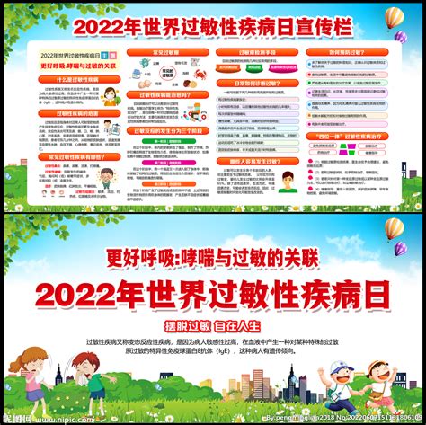 2022年世界过敏性疾病日设计图展板模板广告设计设计图库昵图网