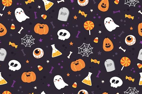 Premium Vector | Halloween cute pattern background.