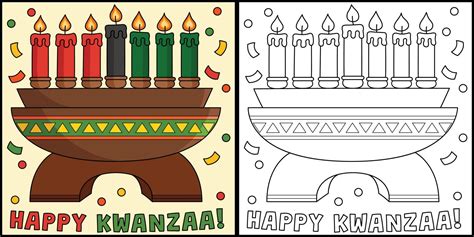 Happy Kwanzaa Kinara Coloring Page Illustration 13137423 Vector Art At