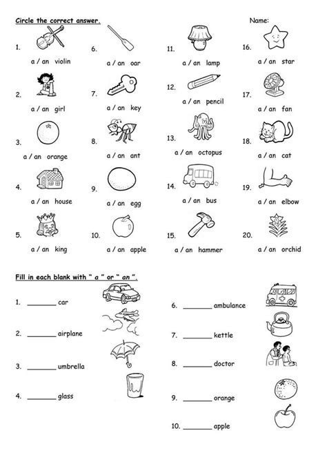 A And An Worksheets Free Printable K5 Worksheets English Grammar Worksheets English Grammar