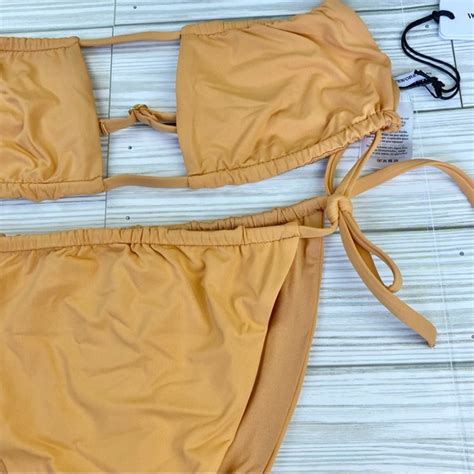 Weworewhat Swim We Wore What Gold Ruched String Bikini Poshmark