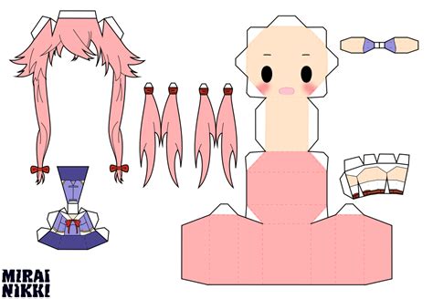 Yuno Gasai Chibi Doll Free Printable Papercraft Templates