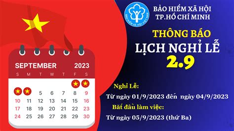 BHXH TP Hồ Chí Minh thông báo lịch nghỉ lễ Quốc khánh 2 9 2023