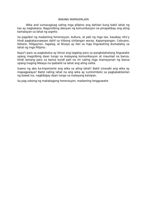 Wikang Mapagpalaya Spoken Pdf