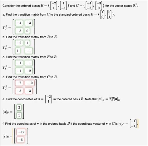 Solved Consider The Ordered Bases B And C Chegg