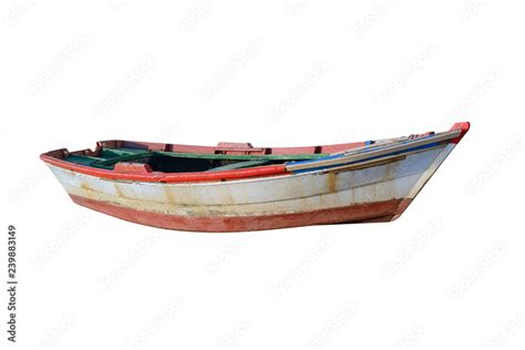 wooden fishing boat isolated on white background Stock Photo | Adobe Stock