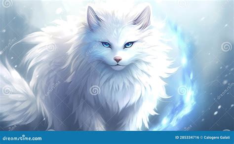 A Majestic Giant White Cat in an Anime Wallpaper Style, Ai Generated ...