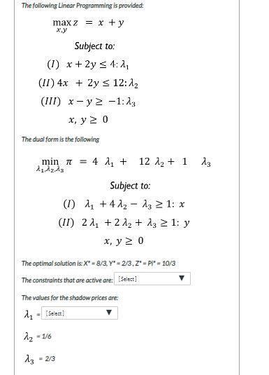 Solved The Following Linear Programming Is Provided Max Z