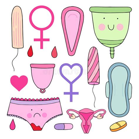 Feminine Hygiene Set Cute Illustration Stock Illustration Illustration Of Drop Hand 110498554