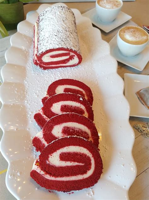 Red Velvet Cake Roll With Whipped Cream Cheese Jetts Kitchen