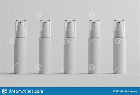 50ml White Plastic Spray Bottle Mockup Multiple Bottles 3d Illustration Stock Illustration