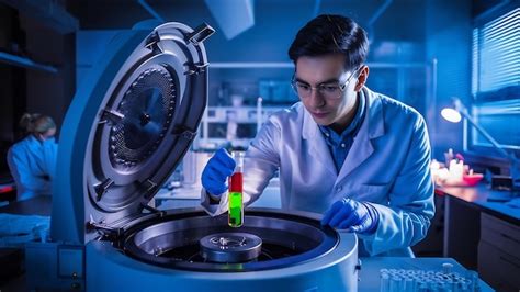 Premium Photo Researcher Putting Test Tube Into Laboratory Centrifuge