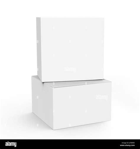 Two 3d Rendering Closed White Blank Boxes For Design Uses Isolated