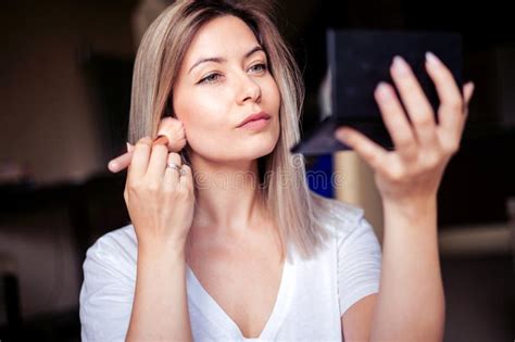 Elegant Blonde Woman Getting Ready At Home Lifestyle Stock Image Image Of Natural Beautiful