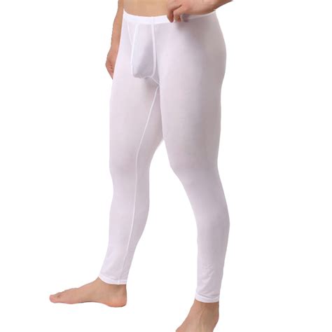 Men S Long Johns Ice Silk Underwear Ultra Thin Leggings Men Home Lounge