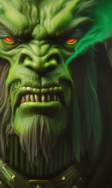 Insanely Detailed Painting Of A Close Up Portrait Of The Green Ogre