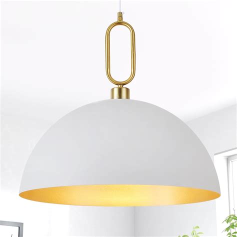 CWarmozy 17.7'' Farmhouse Vintage Pendant Lighting White and Gold ...