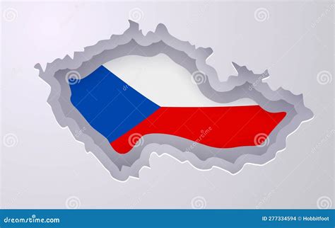 Creative Czech Republic Map With Flag Colors In Paper Cut Style Stock