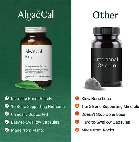 AlgaeCal Plus - Calcium Supplement, Natural Red Algae Plant-Based with Vitamin D3 + K2 ...