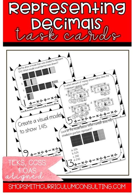 Representing Decimals Task Cards TEKS 4 2e 5 2a 6 4e Math Station Test