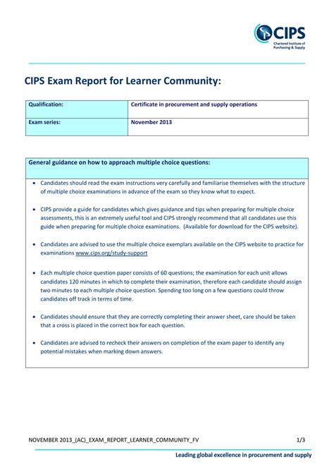 Cips Exam Report For Learner Community