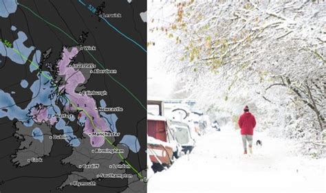 Uk Weather Maps Turn Dark Purple As 537 Mile Snow Wall Covers Britain Weather News Express