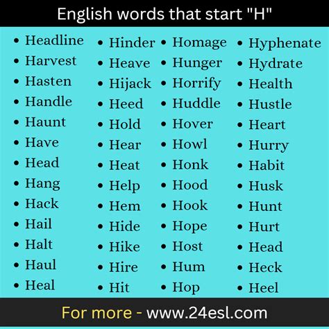 English Words That Start H 24esl