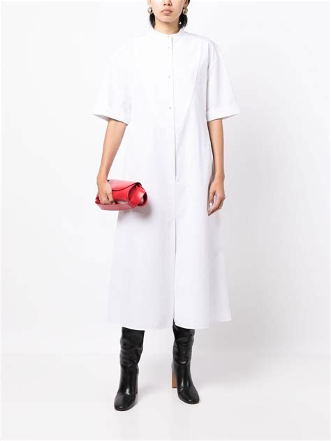 Jil Sander Band Collar Flared Midi Shirtdress Smart Closet