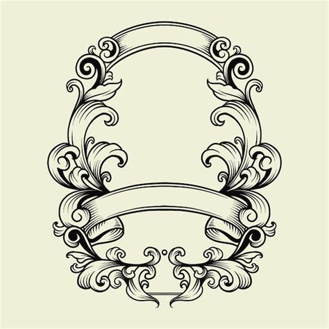 Premium Vector A Black And White Vintage Frame With A Floral Design