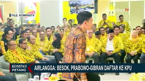 Ketum Golkar Airlangga Hartarto Konfirmasi Prabowo Gibran Akan Daftar