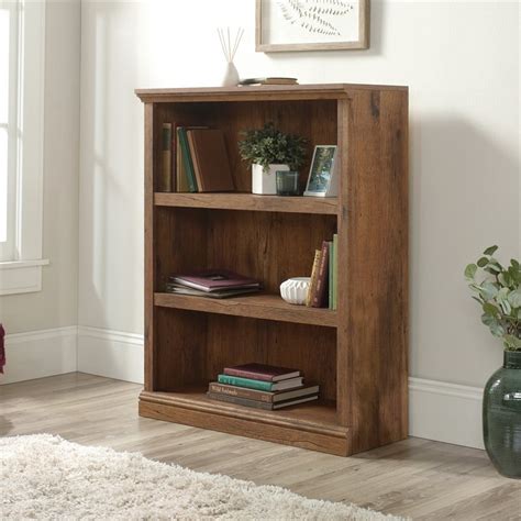 Sauder Misc Storage Contemporary 3 Shelf Wood Bookcase In Vintage Oak