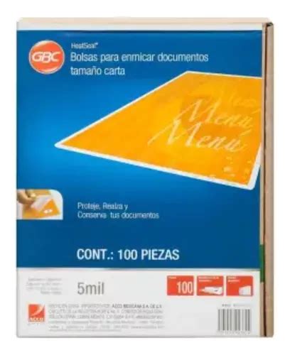 Micas Gbc Para Enmicar Carta 5 Mil 100 Piezas Semi Rígida Envío gratis