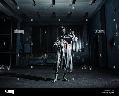 Portrait Of The Horror Zombie Woman Halloween Stock Photo Alamy