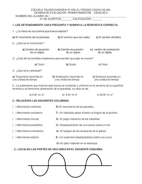 Examen De Ciencias Ciencias 2