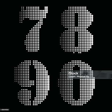 Halftone Hitam Putih Huruf Huruf Angka Notasi Ilustrasi Stok Unduh